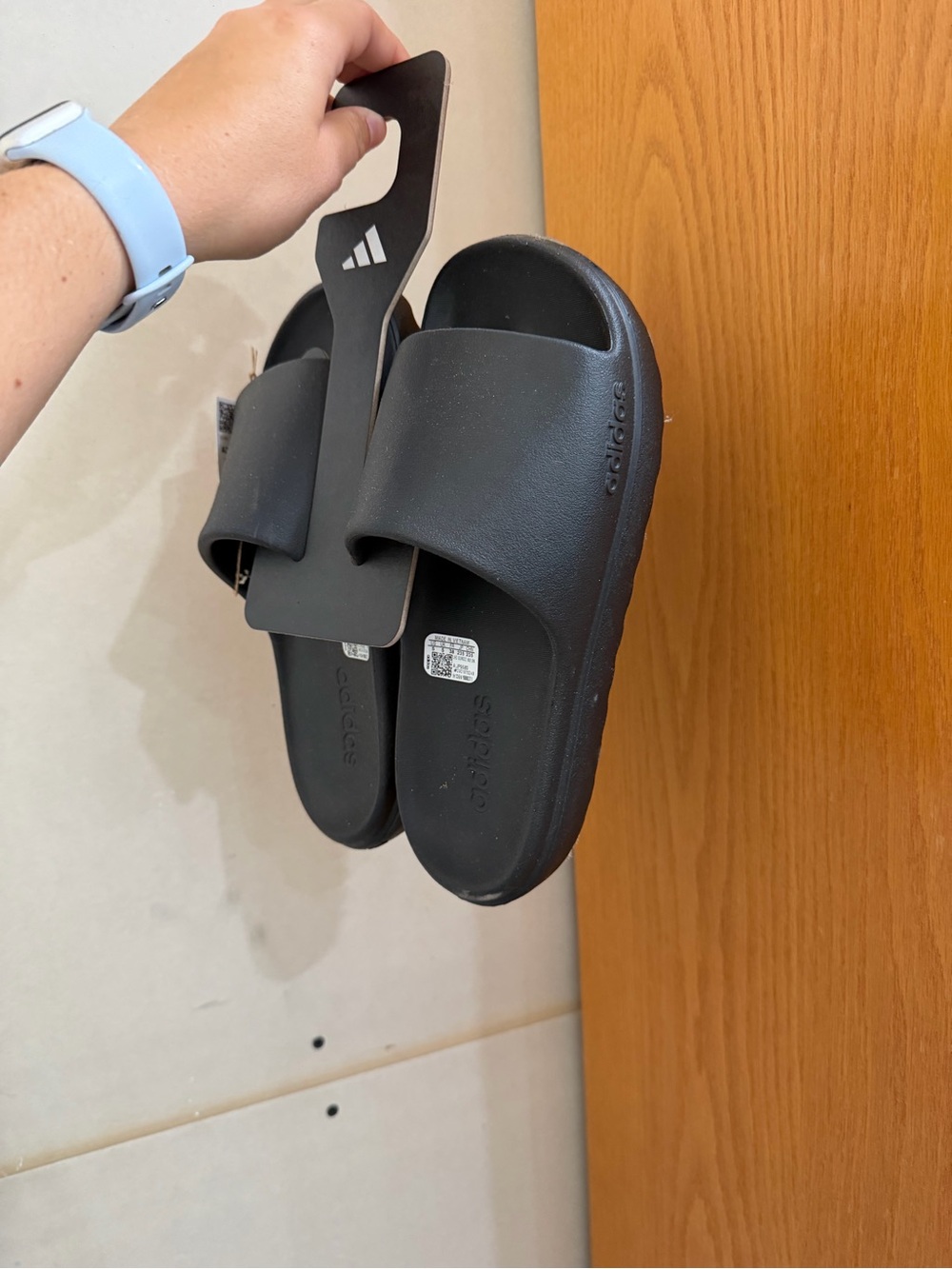 adidas Black Slide Sandals with Contoured Strap